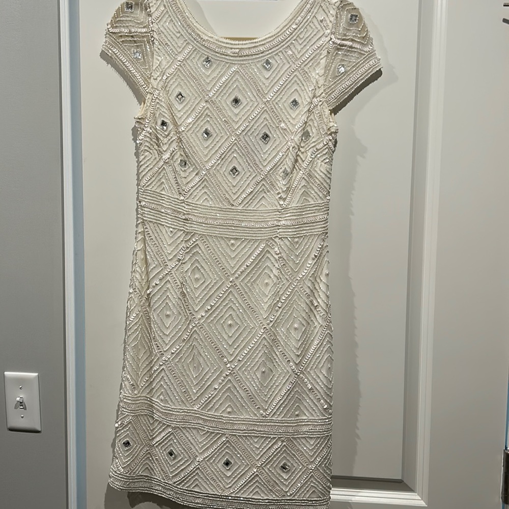 Womens Adrianna Papell White/cream sequin dress- size 4